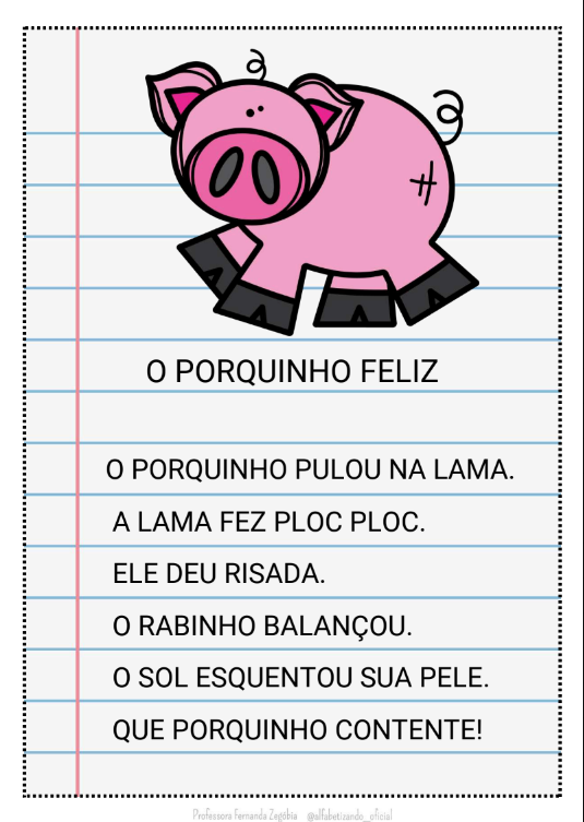 Atividade de leitura O Porquinho Feliz
